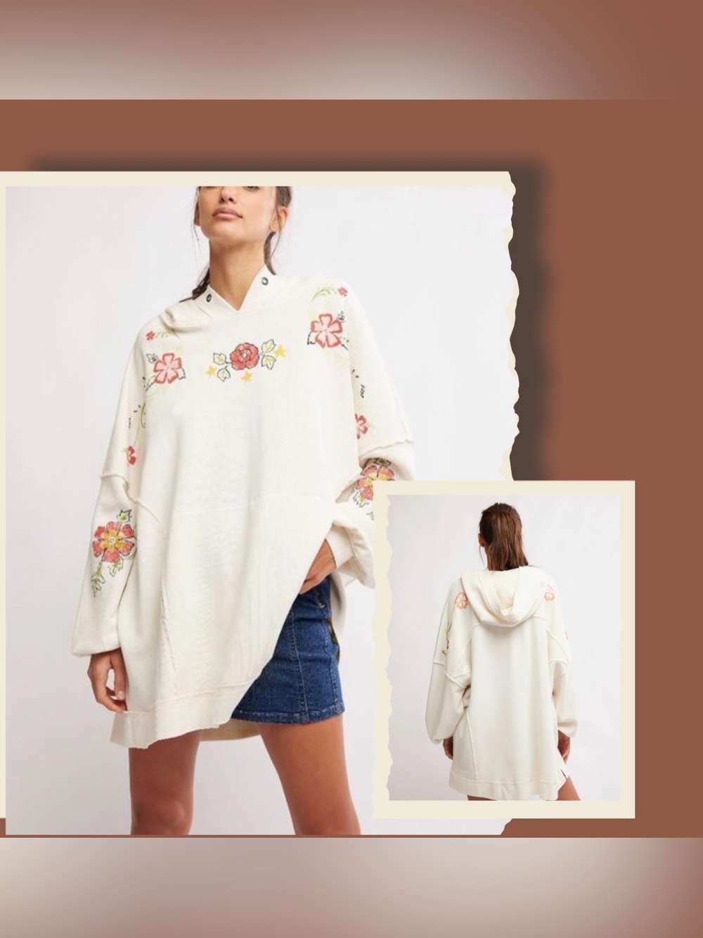 We the free people large preloved hoodie sweatshirt oversize